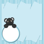 zoo black bear baby with aqua blue frame ovals