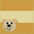 square teddy bear heads on layers in peach colors