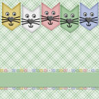 abstract cats in a row with blue green and red