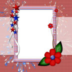 12x12 red stars & flowers, blue stars & flowers and white ribbons USA