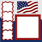 12x12 wavy red frames with american flag elements