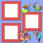 digital scrapbook papers for children bithday memory books with clowns